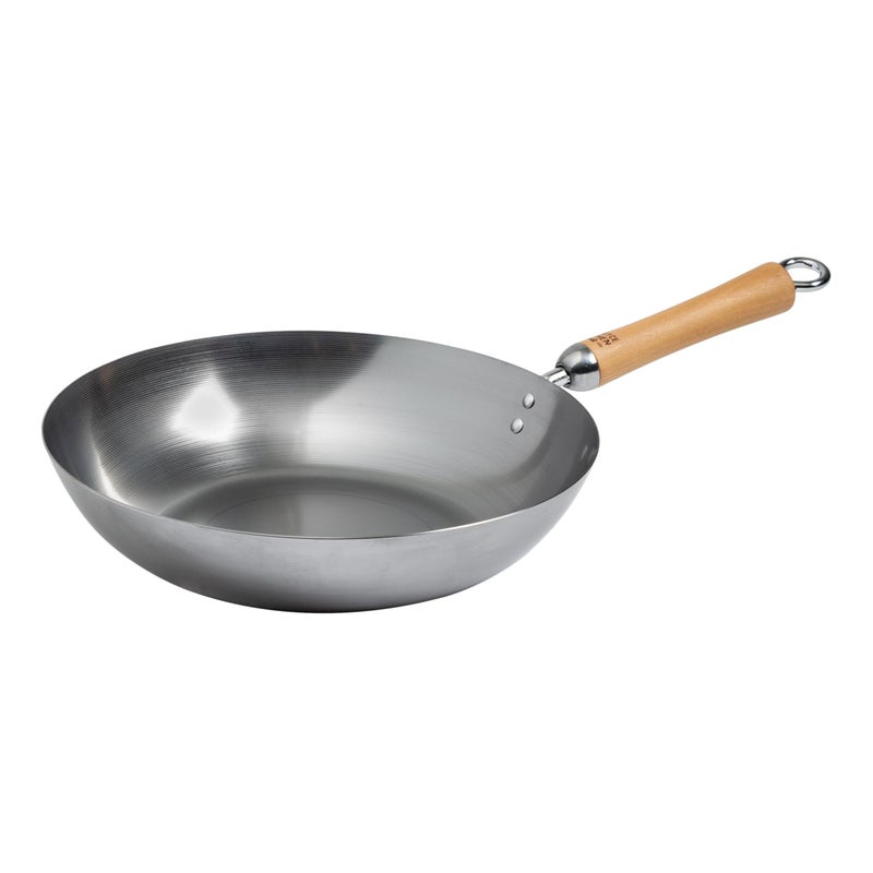 JOYCE CHEN Classic Series 12-Inch Carbon Steel Stir Fry Pan with Birch Handle - Image 1